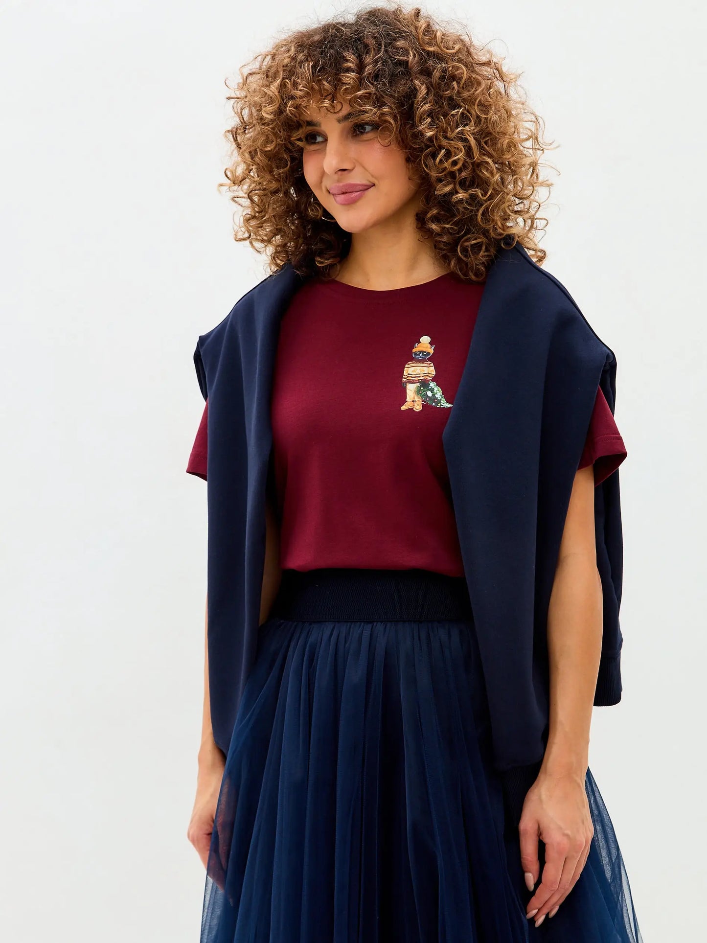 Red t-shirt christmas cat - Funny Cat T-shirt | For Cat Lovers | CAT by maniita lacitta