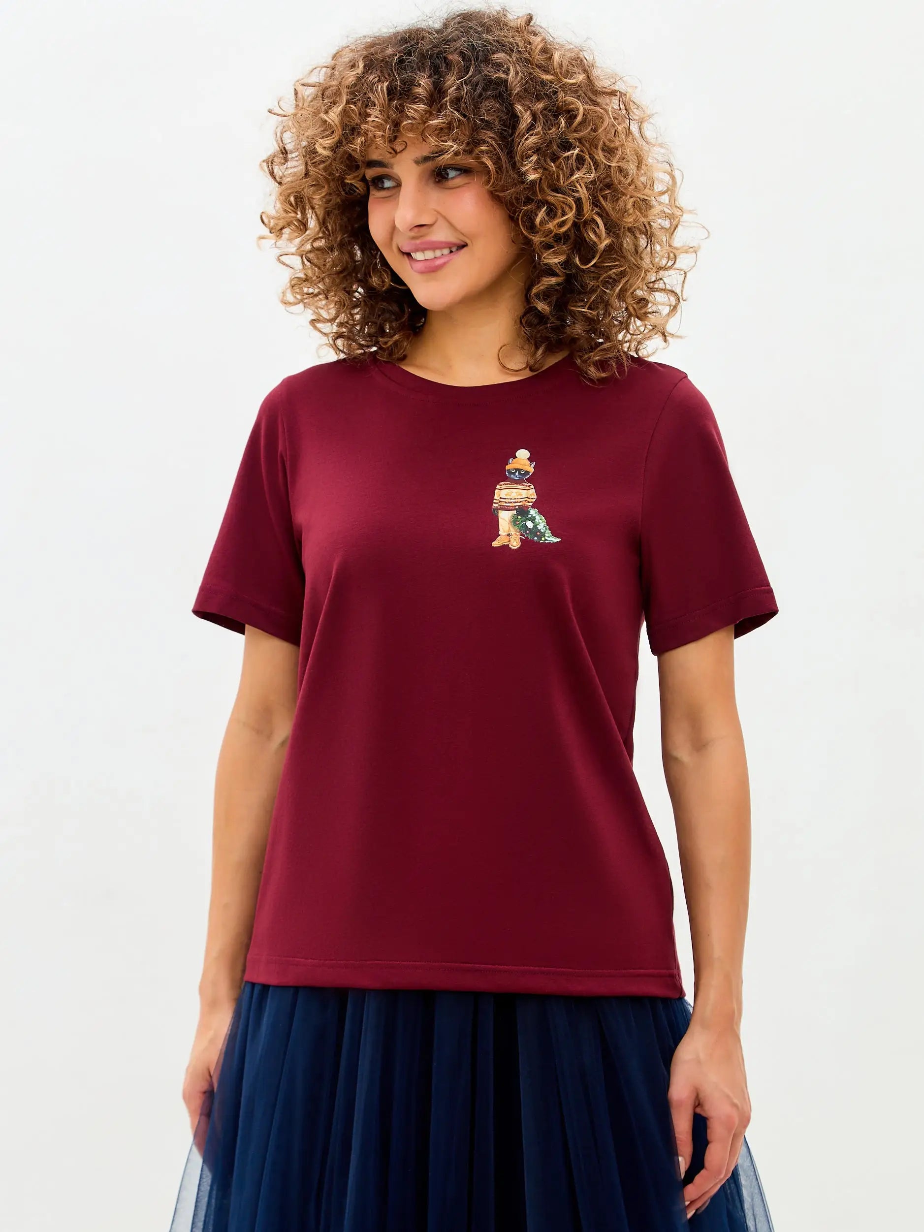 Red t-shirt christmas cat - Funny Cat T-shirt | For Cat Lovers | CAT by maniita lacitta