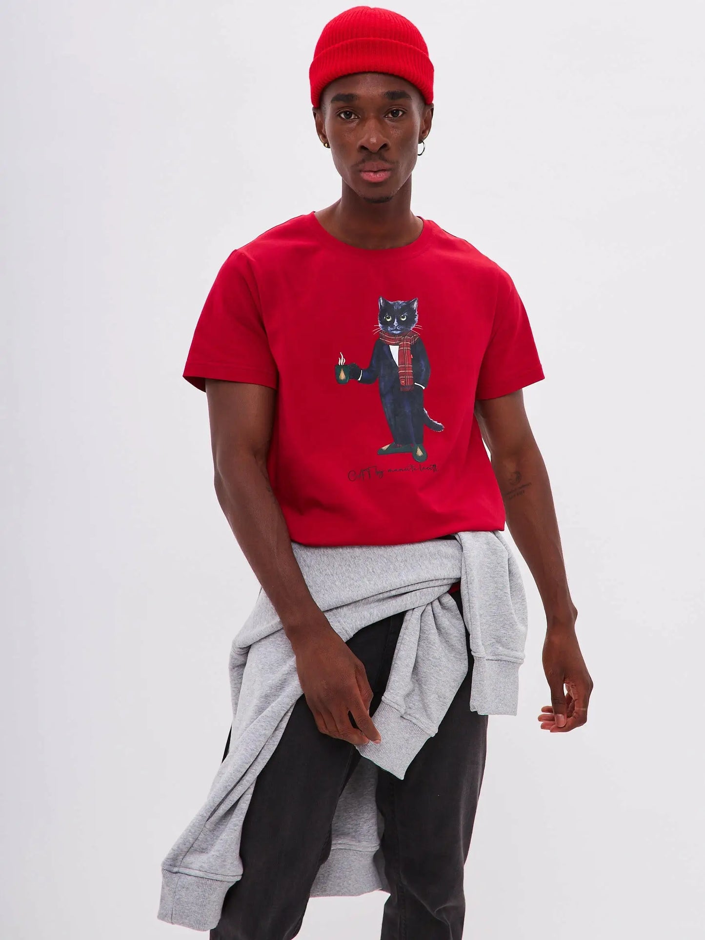 Red t-shirt new year cat - Funny Cat T-shirt | For Cat Lovers | CAT by maniita lacitta