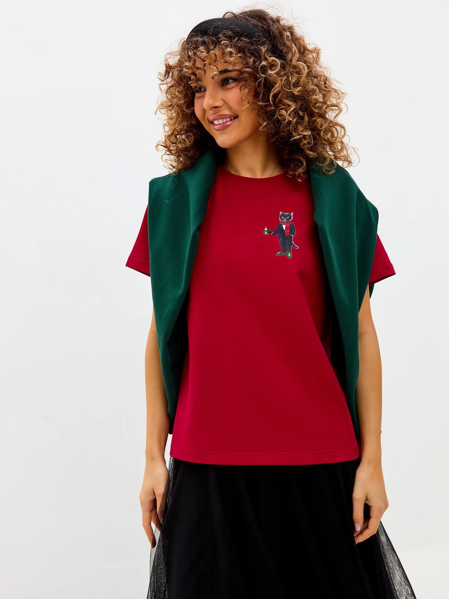 Red t-shirt new year cat - Funny Cat T-shirt | For Cat Lovers | CAT by maniita lacitta