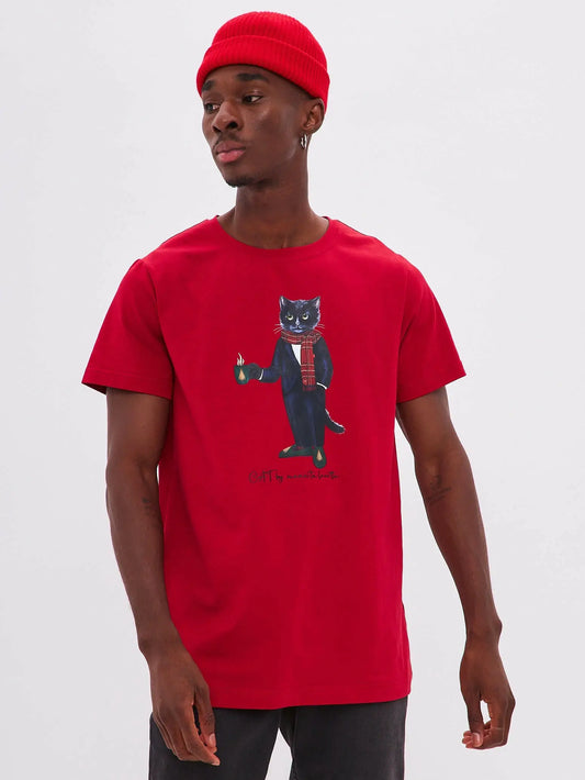 Red t-shirt new year cat - Funny Cat T-shirt | For Cat Lovers | CAT by maniita lacitta