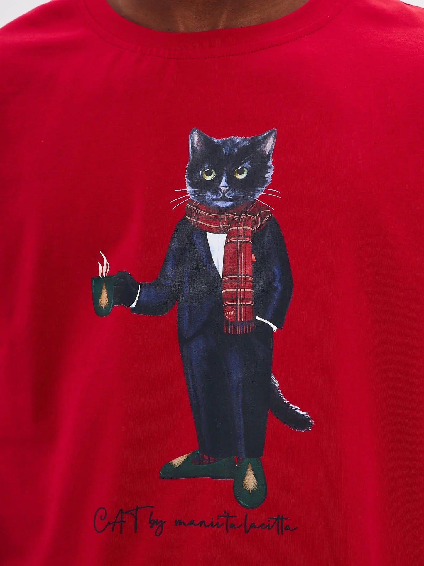 Red t-shirt new year cat - Funny Cat T-shirt | For Cat Lovers | CAT by maniita lacitta