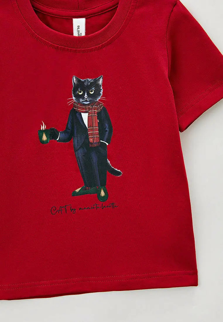 Red t-shirt new year cat - Funny Cat T-shirt | For Cat Lovers | CAT by maniita lacitta