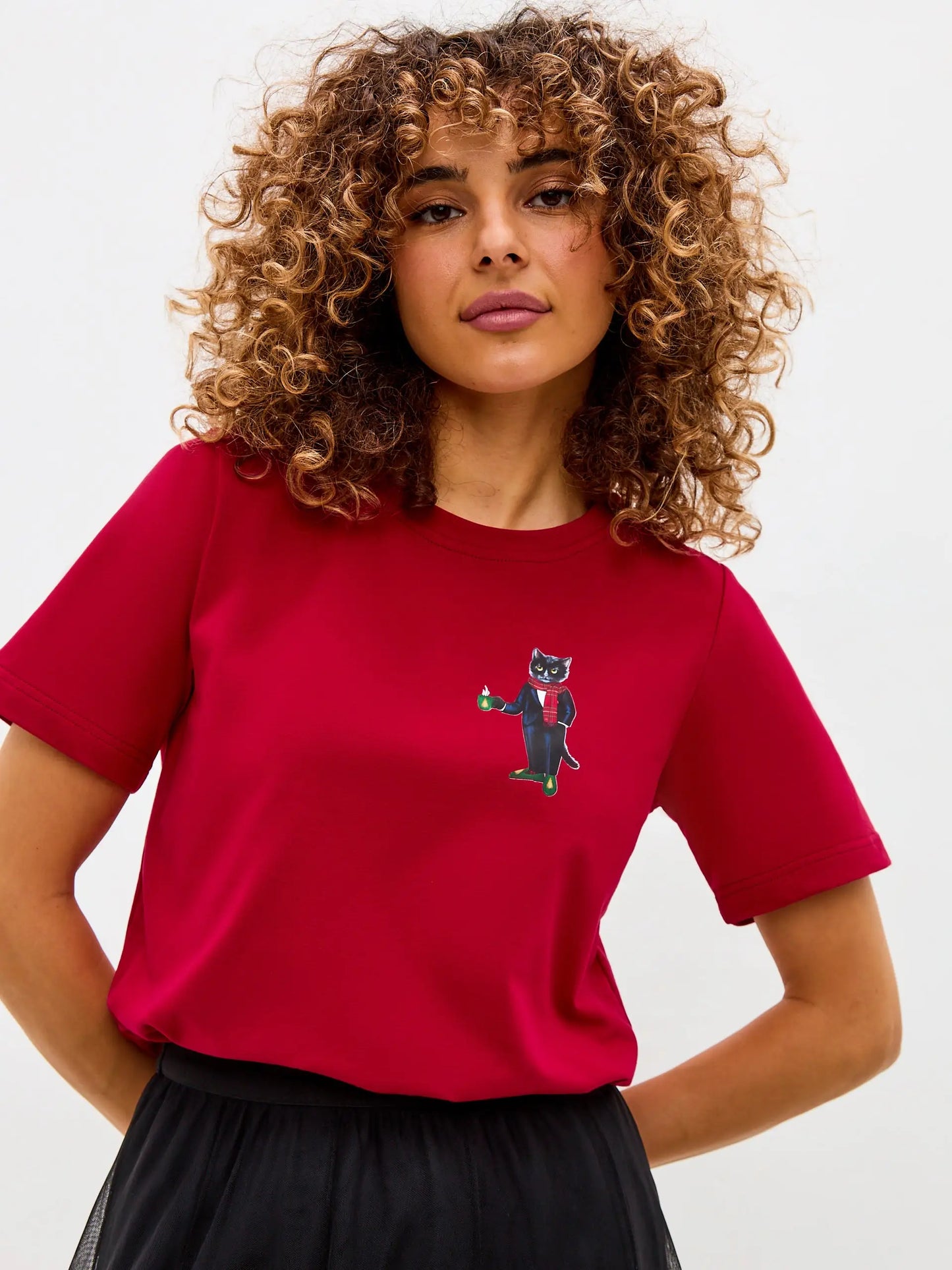 Red t-shirt new year cat - Funny Cat T-shirt | For Cat Lovers | CAT by maniita lacitta