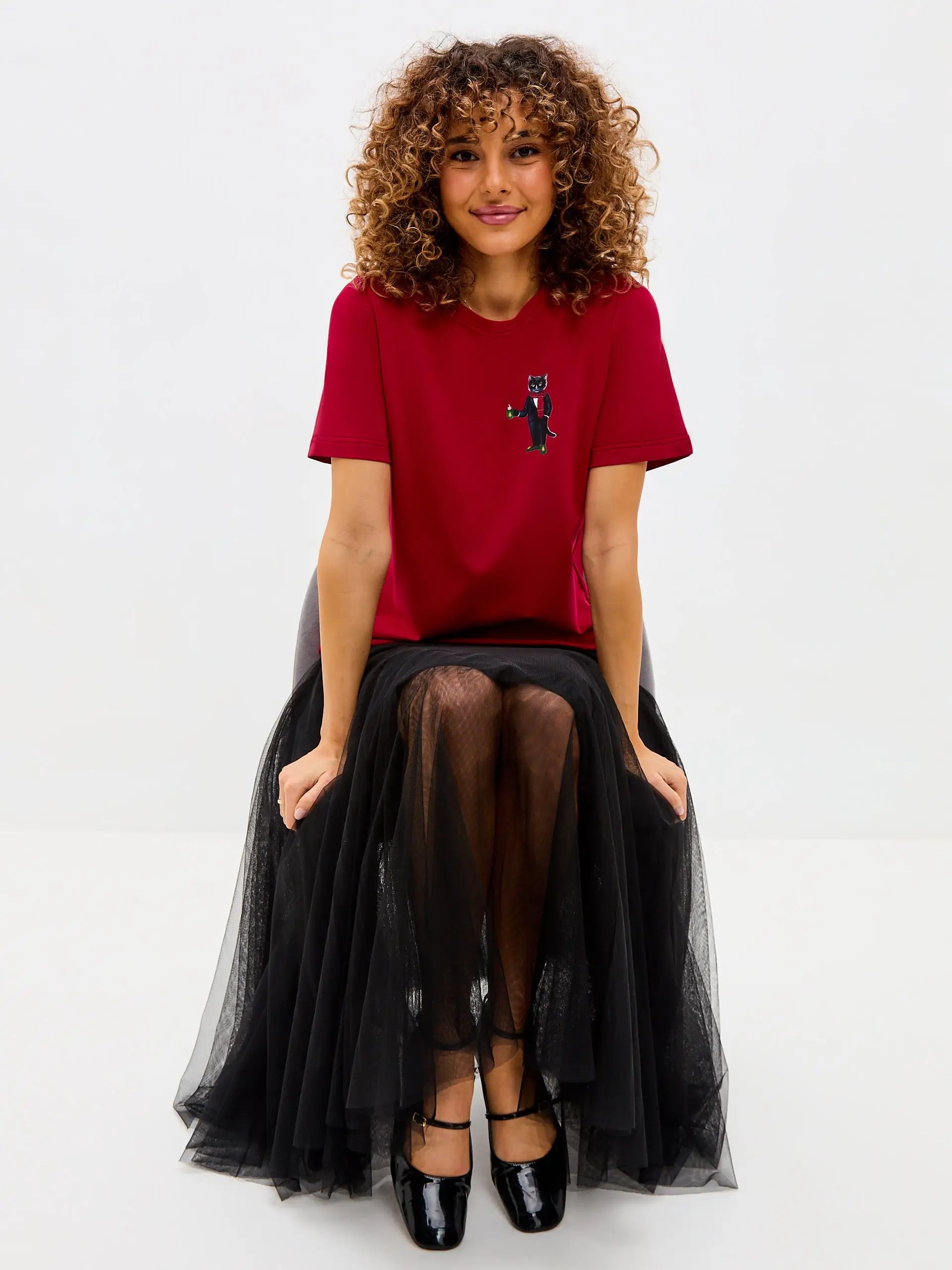 Red t-shirt new year cat - Funny Cat T-shirt | For Cat Lovers | CAT by maniita lacitta