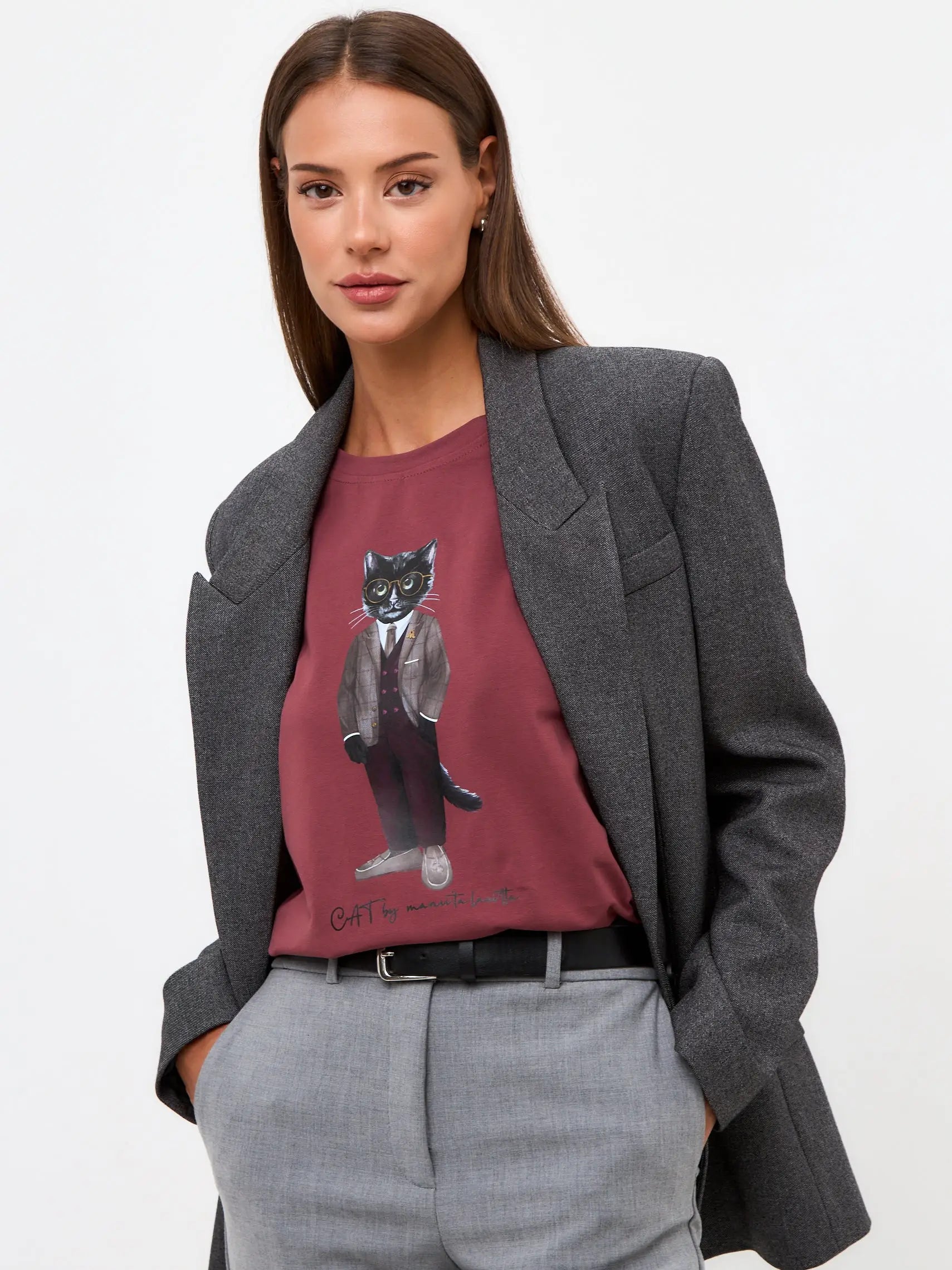 Red t-shirt professor cat - Funny Cat T-shirt | For Cat Lovers | CAT by maniita lacitta