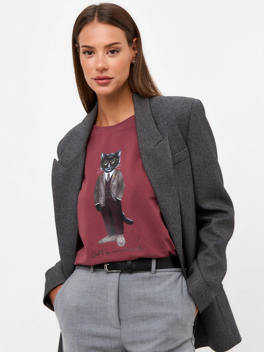 Red t-shirt professor cat - Funny Cat T-shirt | For Cat Lovers | CAT by maniita lacitta