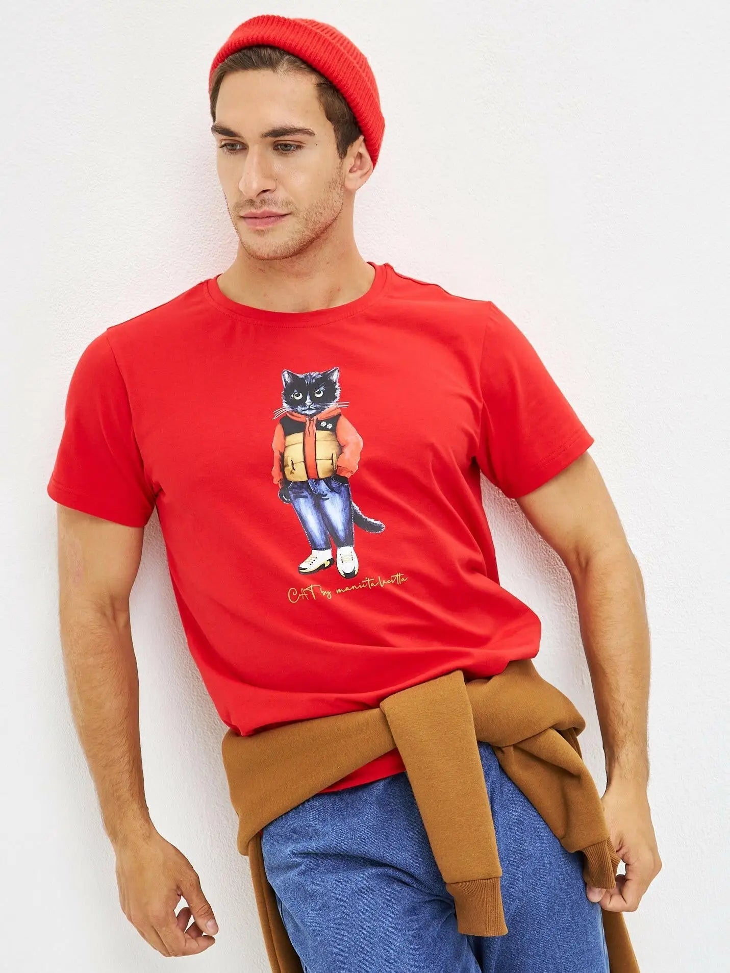 Red t-shirt sport casual cat - Funny Cat T-shirt | For Cat Lovers | CAT by maniita lacitta