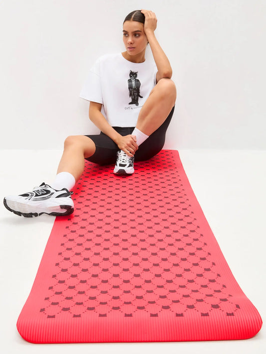 Red yoga & fitness mat with cat - Funny Cat | For Cat Lovers | CAT by maniita lacitta