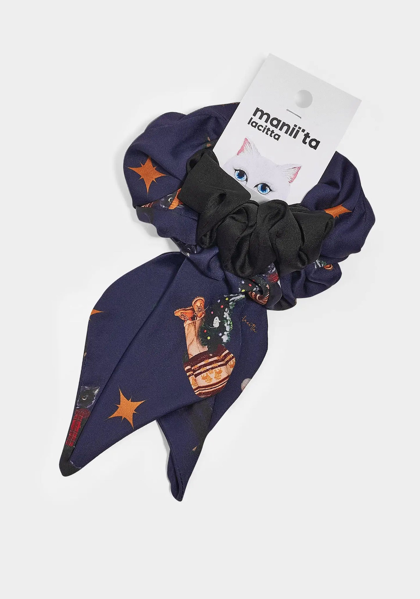 Set of 2 silk scrunchies - Funny Cat | For Cat Lovers | CAT by maniita lacitta