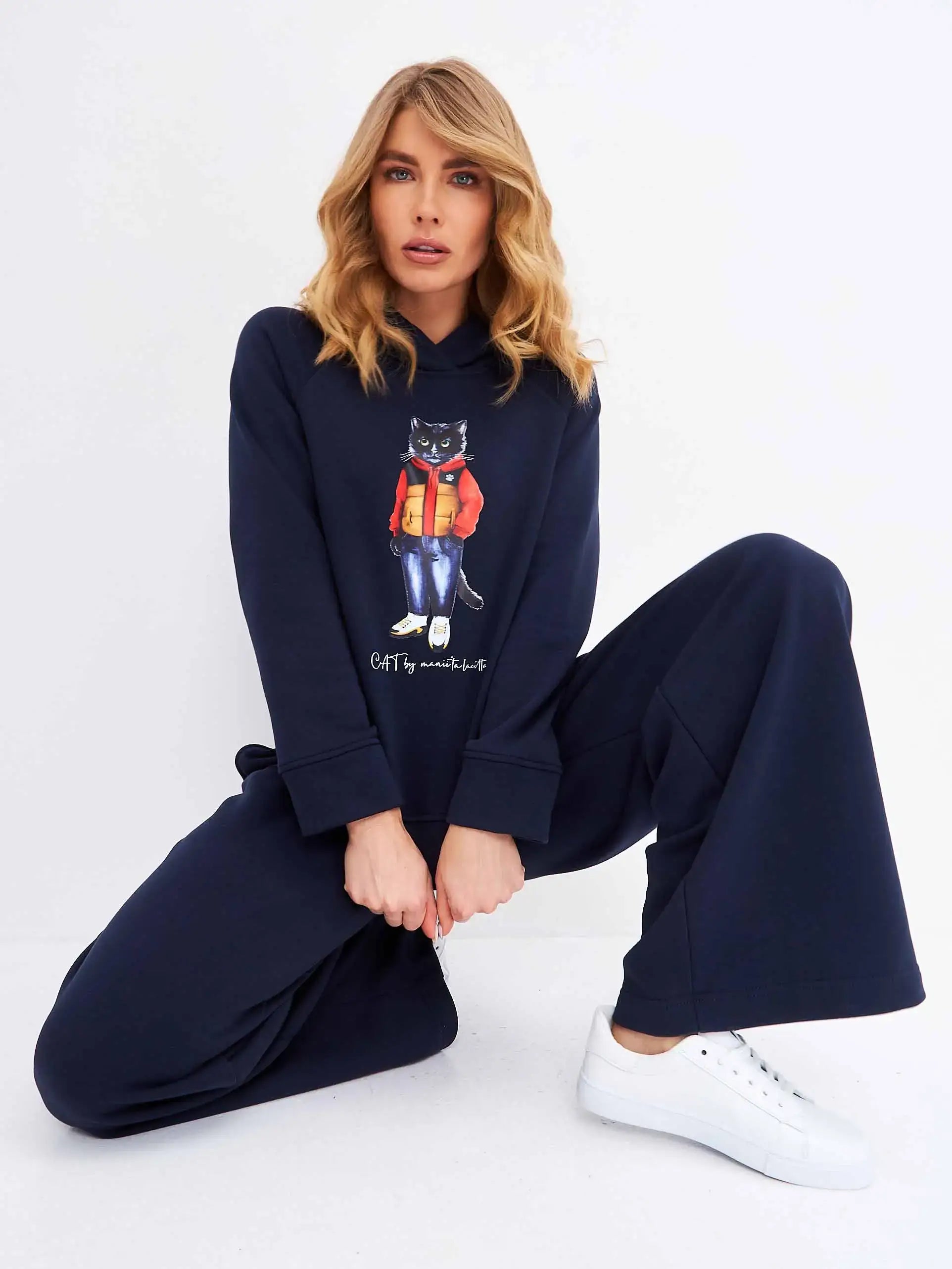 Set: sports chic suit navy with a cat print sport casual cat - Funny Cat | For Cat Lovers | CAT by maniita lacitta