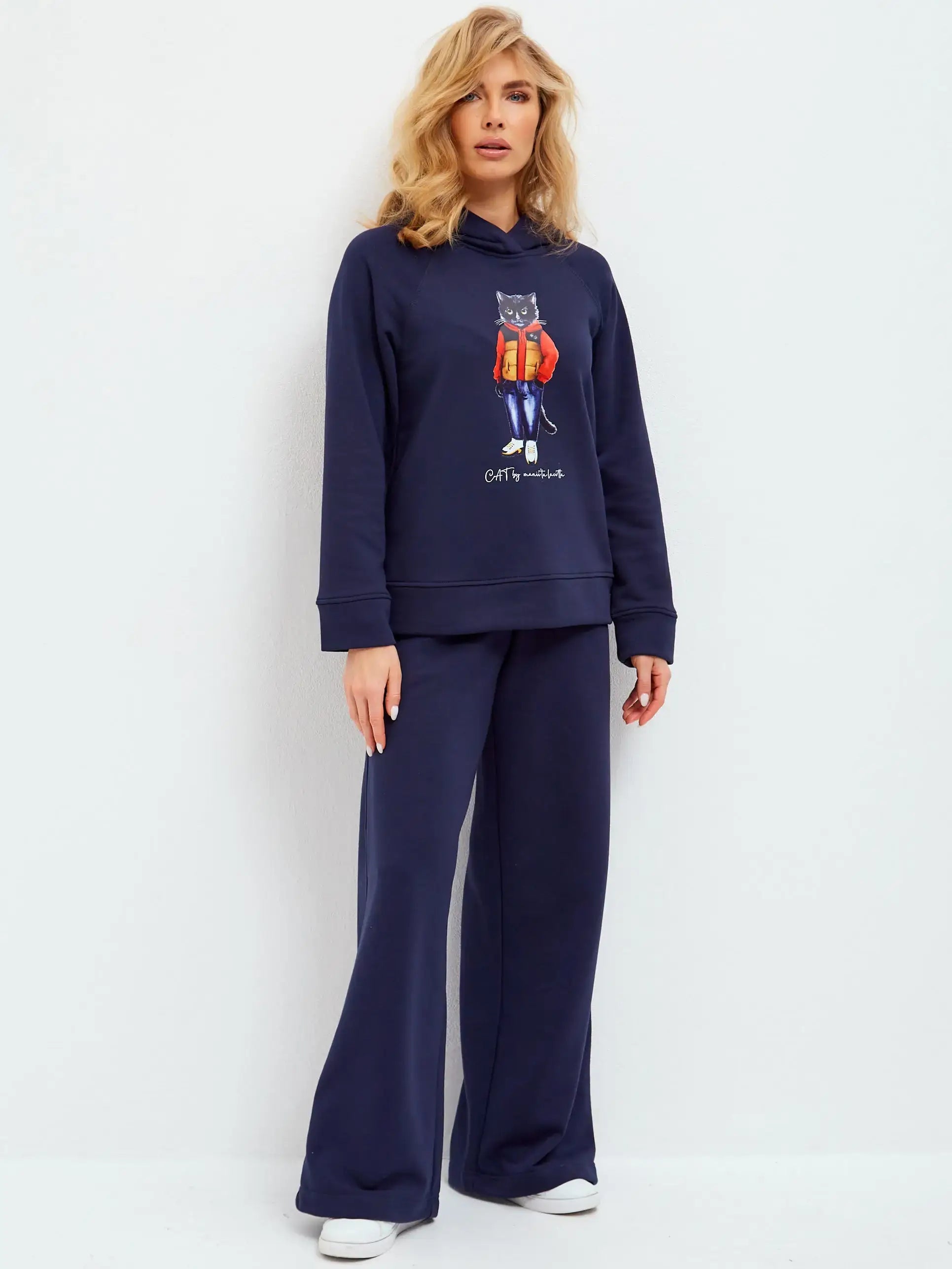 Set: sports chic suit navy with a cat print sport casual cat - Funny Cat | For Cat Lovers | CAT by maniita lacitta