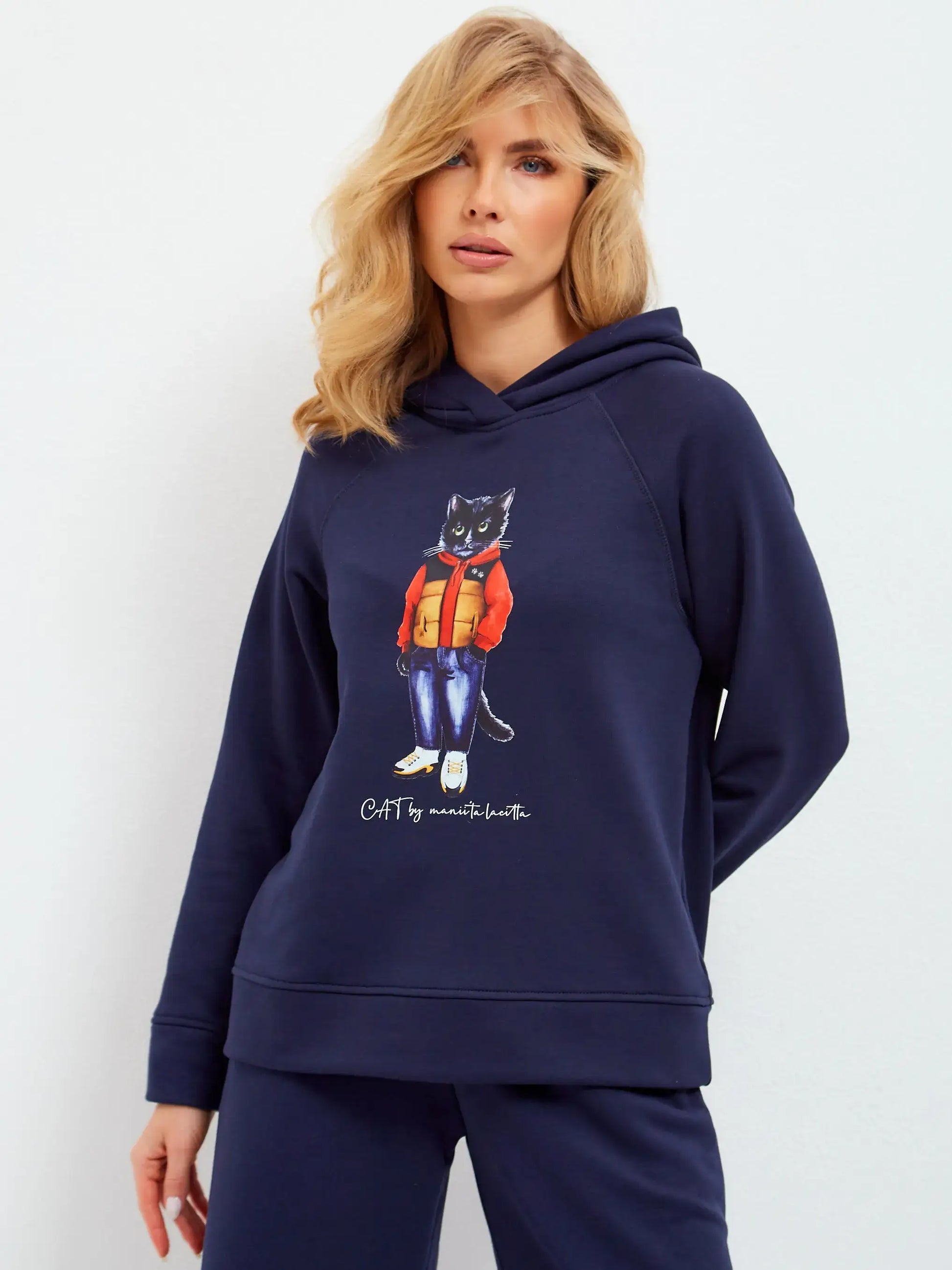 Set: sports chic suit navy with a cat print sport casual cat - Funny Cat | For Cat Lovers | CAT by maniita lacitta