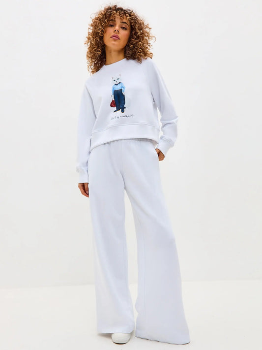 Set: White Sweatshirt MARINER CAT and White Sweatpants - Funny Cat | For Cat Lovers | CAT by maniita lacitta