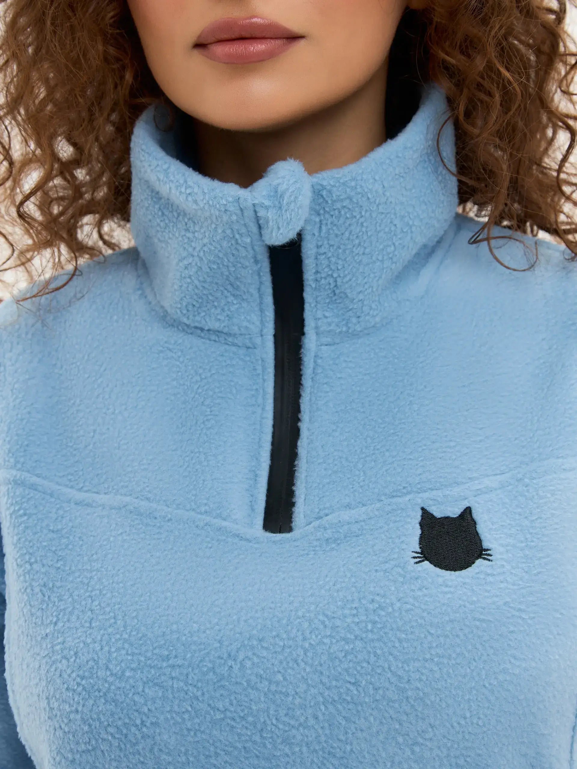 Sport set: blue recycled fleece sweatshirt & blue women’s leggins - Funny Cat | For Cat Lovers | CAT by maniita lacitta