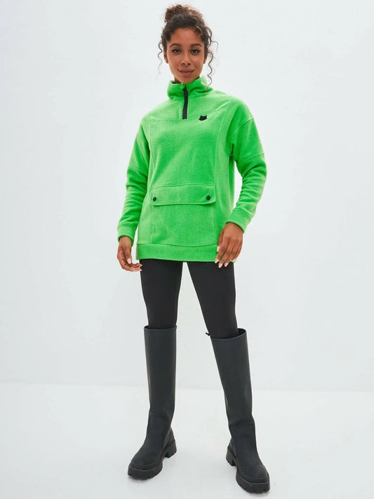 Sport set: bright green fleece sweatshirt & black women’s leggins - Funny Cat | For Cat Lovers | CAT by maniita lacitta