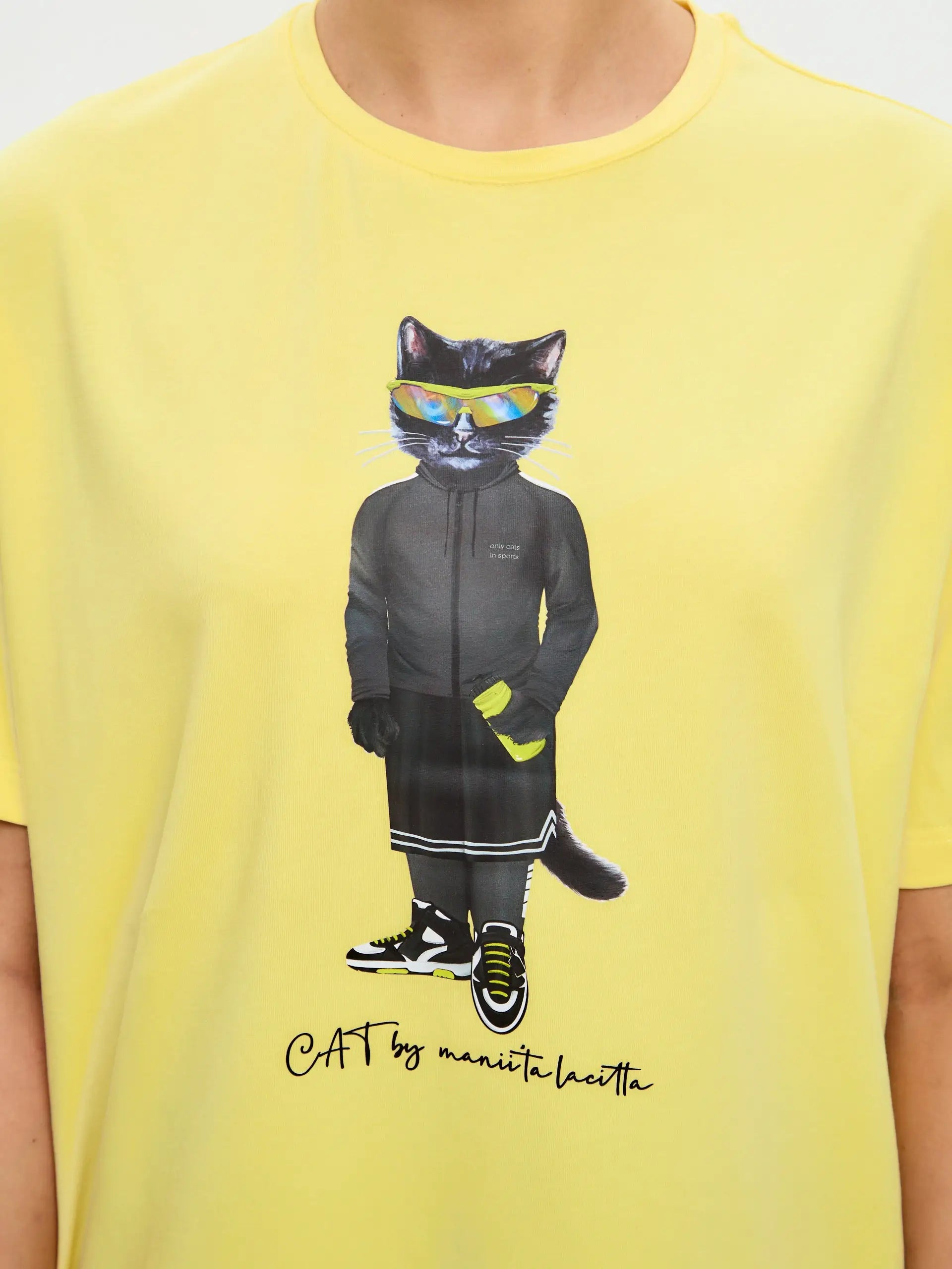 Sport set: leggins and yellow oversized t-shirt sport cat - Funny Cat | For Cat Lovers | CAT by maniita lacitta