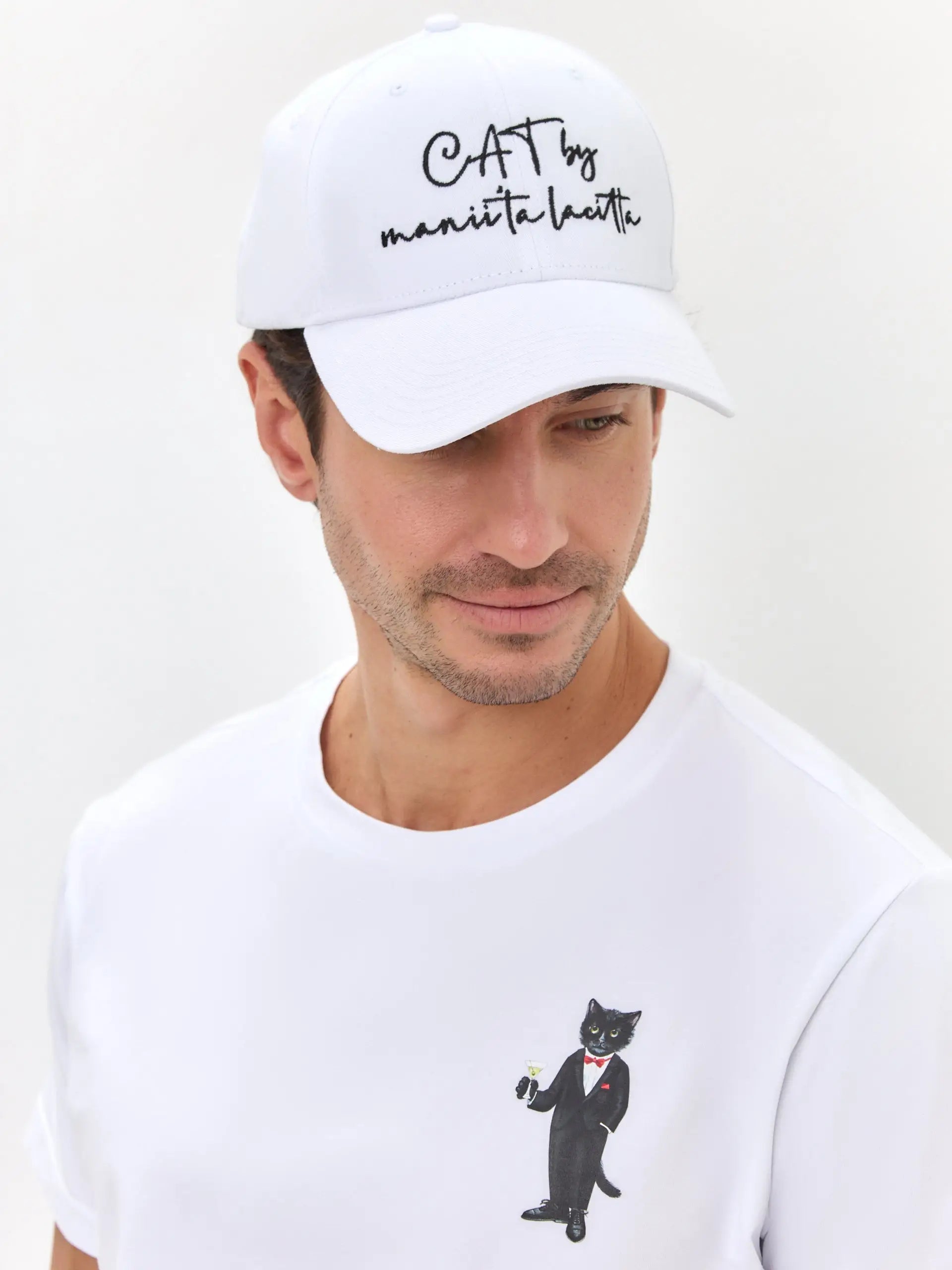 White cap with logo cat - Funny Cat | For Cat Lovers | CAT by maniita lacitta