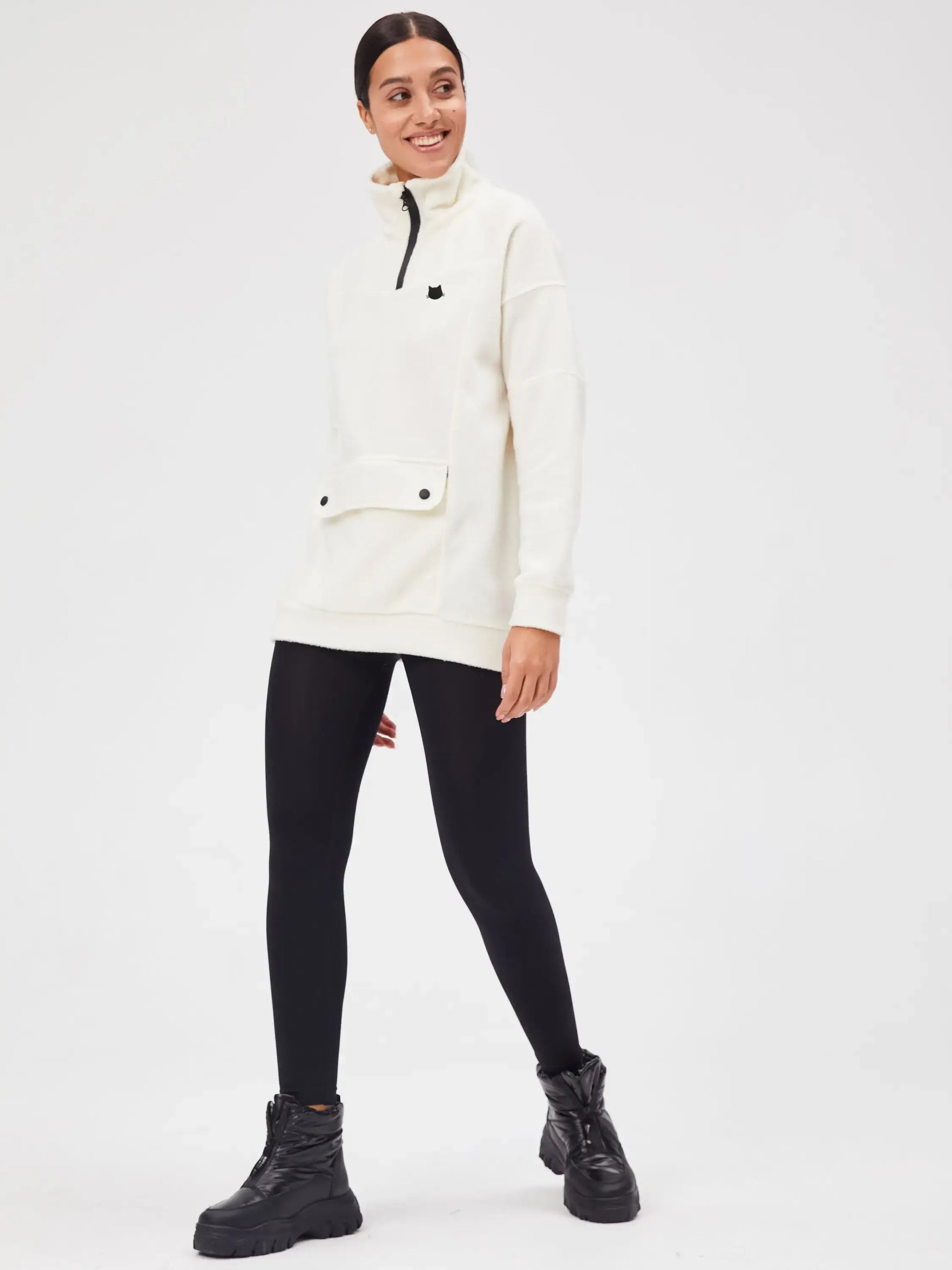 White fleece sweatshirt - Funny Cat Fleece (recycled) | For Cat Lovers | CAT by maniita lacitta