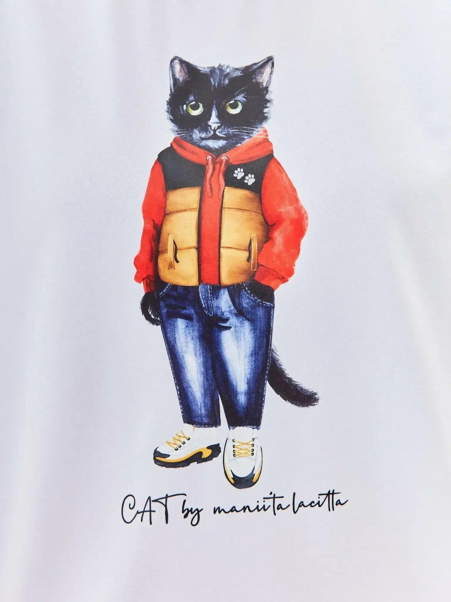 Printed Hoodie SPORT CASUAL CAT - Maniita Lacitta