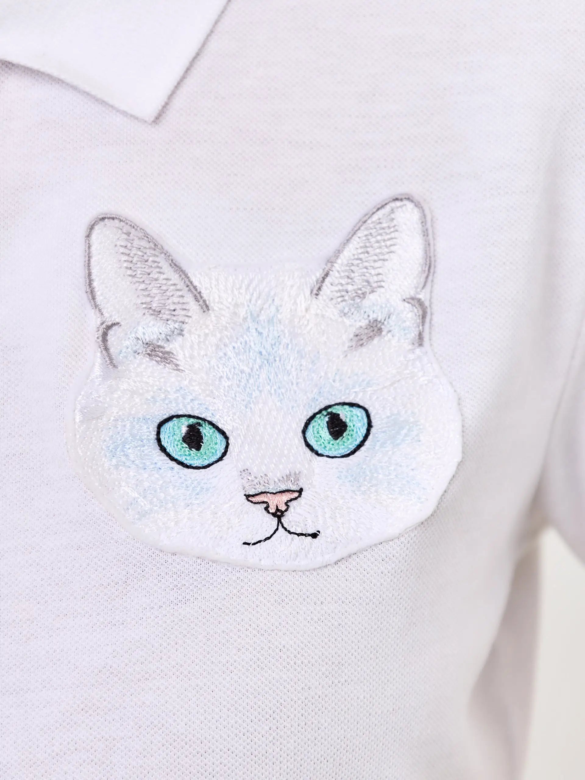White polo t-shirt cat - Funny Cat Polo t-shirt & dress | For Cat Lovers | CAT by maniita