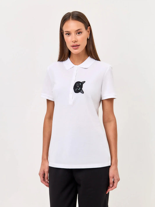 White polo t-shirt cat - Funny Cat Polo t-shirt & dress | For Cat Lovers | CAT by maniita
