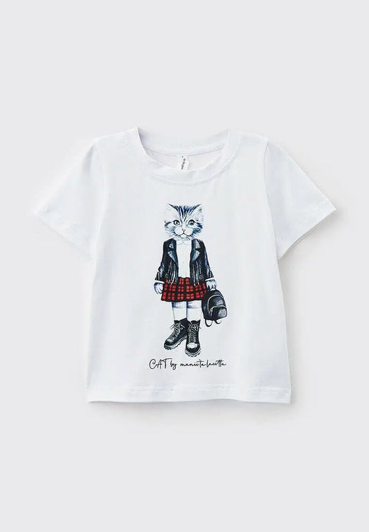White Printed T-shirt KITTY - Funny Cat T-shirt | For Cat Lovers | CAT by maniita lacitta