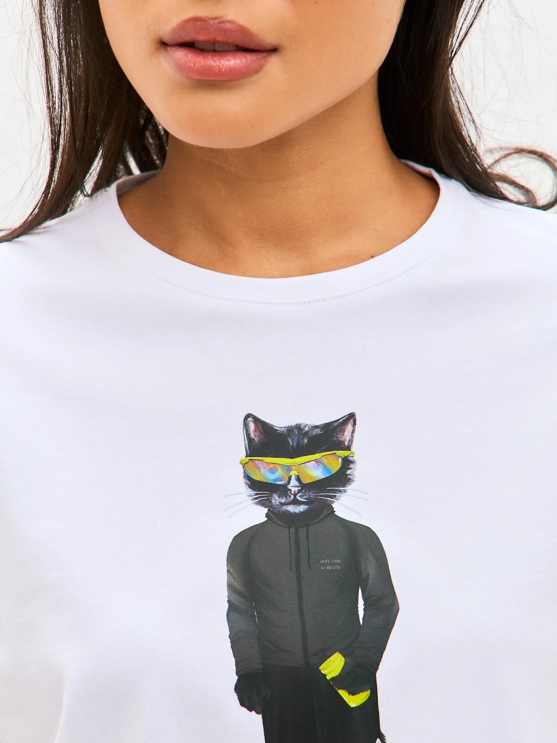 White short oversized t-shirt sport cat - Funny Cat T-shirt | For Cat Lovers | CAT by maniita lacitta