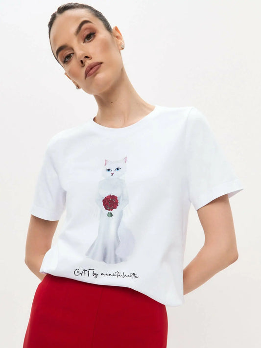 White t-shirt bride cat - Funny Cat T-shirt | For Cat Lovers | CAT by maniita lacitta
