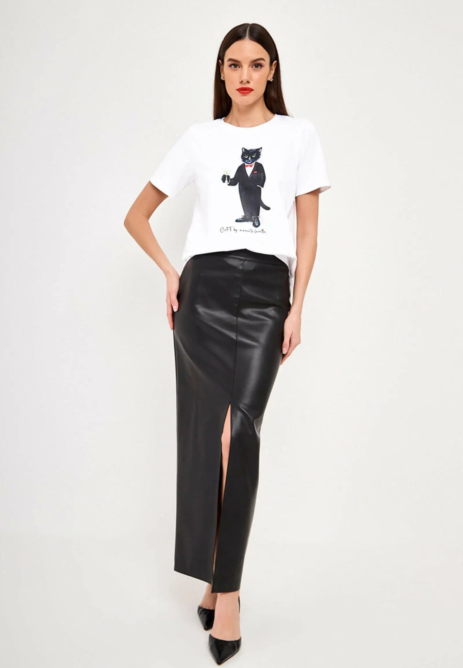 White t-shirt dandy cat - Funny Cat T-shirt | For Cat Lovers | CAT by maniita lacitta