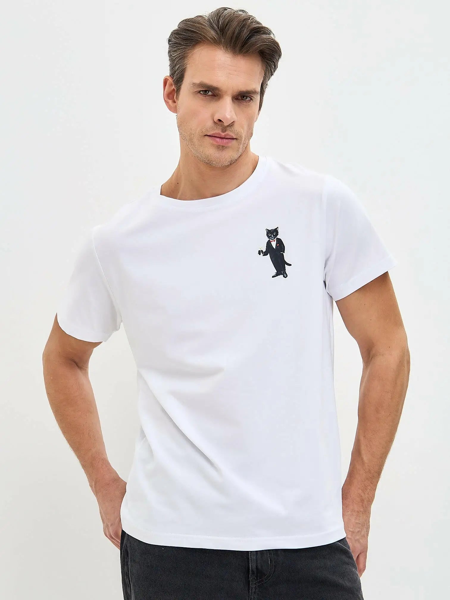 White t-shirt dandy cat - Funny Cat T-shirt | For Cat Lovers | CAT by maniita lacitta