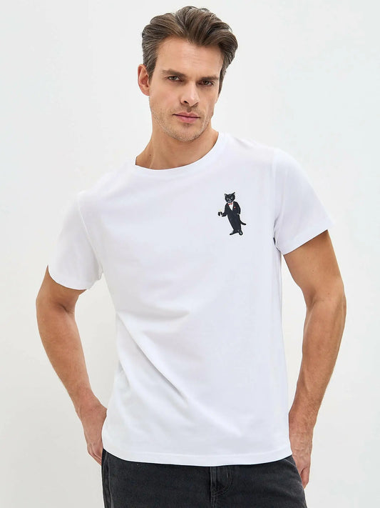 White t-shirt dandy cat - Funny Cat T-shirt | For Cat Lovers | CAT by maniita lacitta