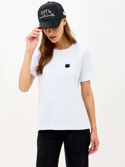 White t-shirt logo cat - Funny Cat T-shirt | For Cat Lovers | CAT by maniita lacitta