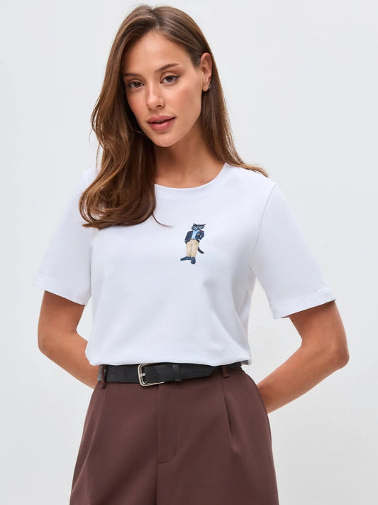White t-shirt regatta cat - Funny Cat T-shirt | For Cat Lovers | CAT by maniita lacitta