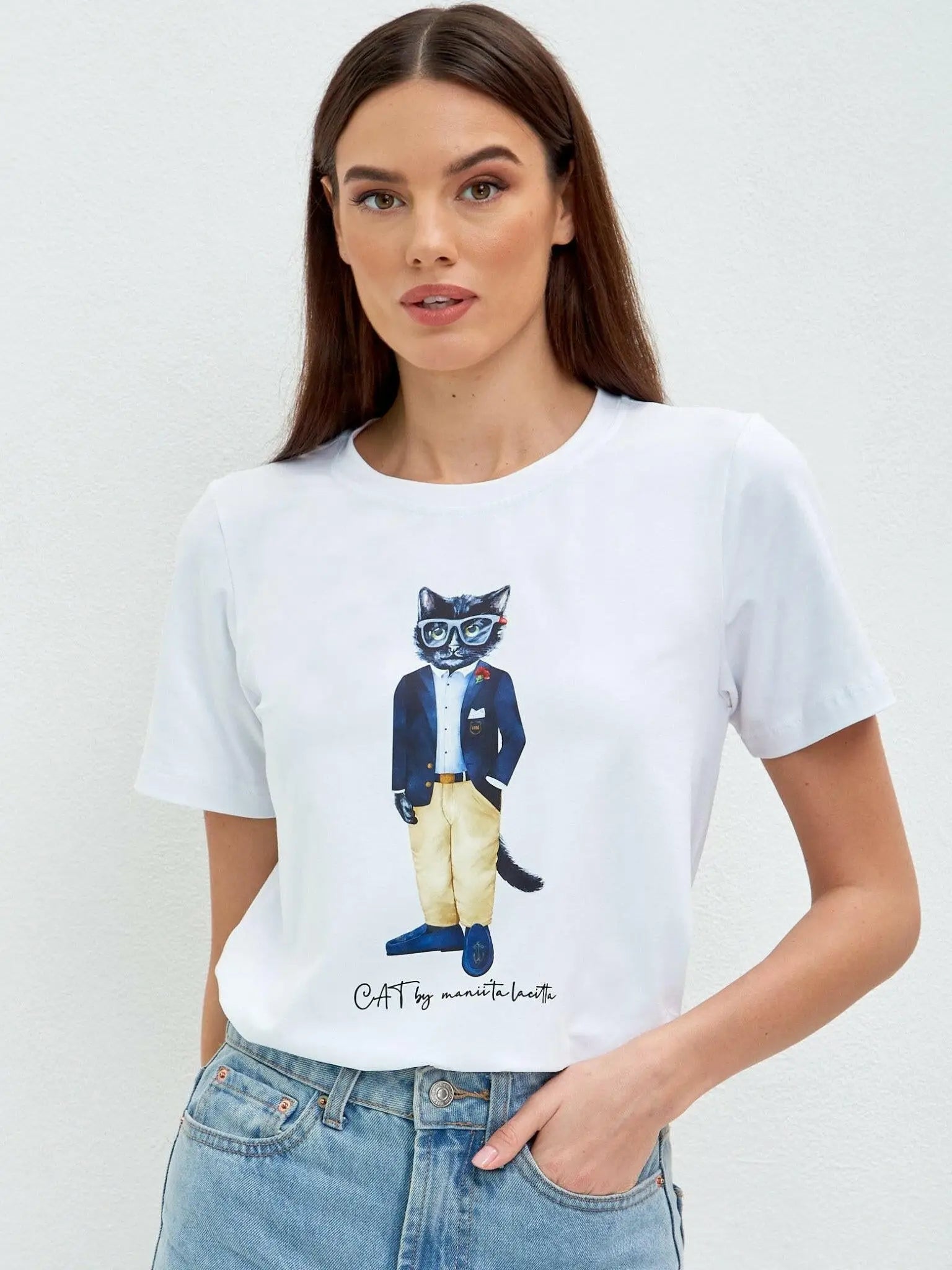 White t-shirt regatta cat - Funny Cat T-shirt | For Cat Lovers | CAT by maniita lacitta
