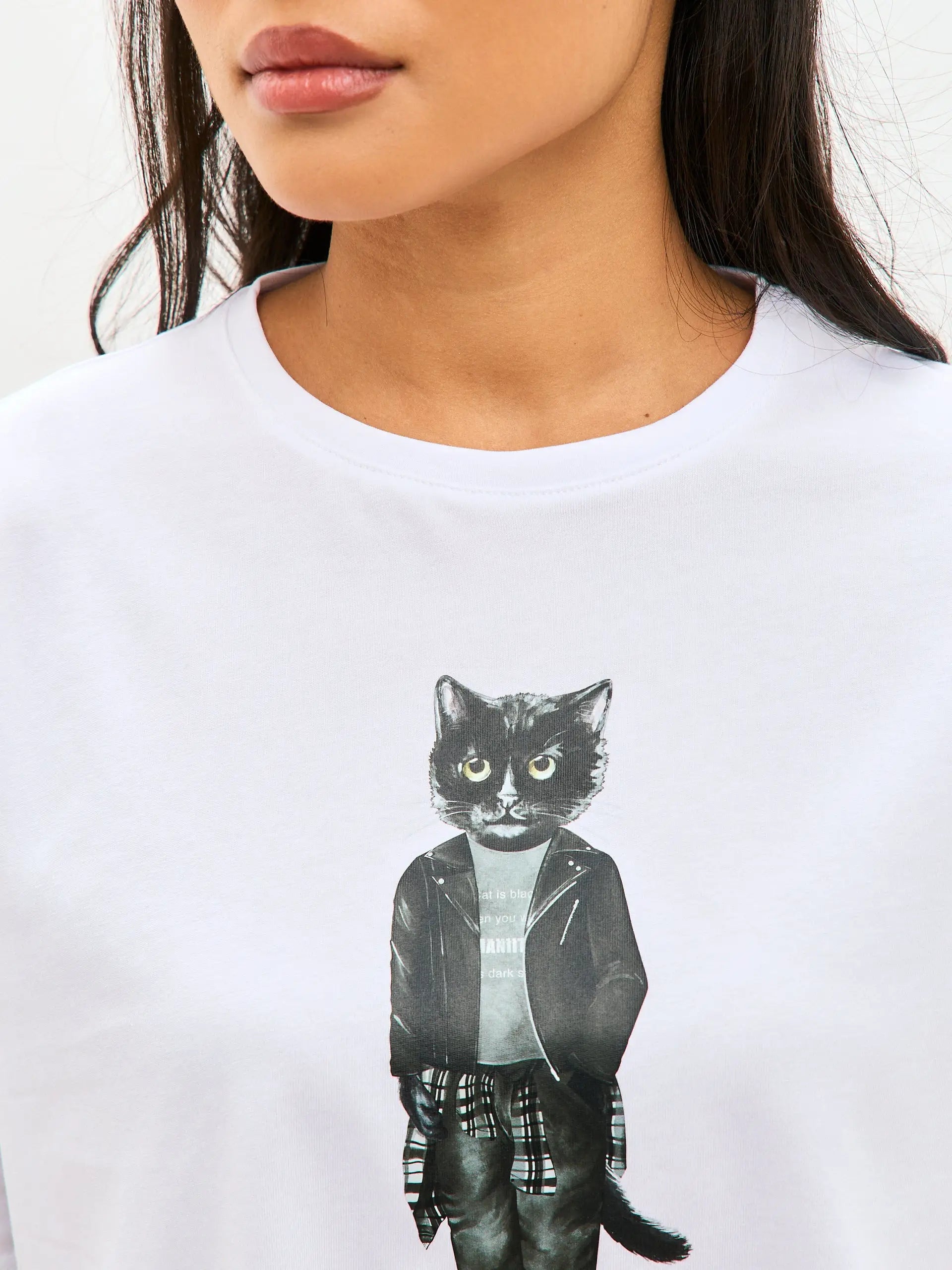 White t-shirt rocker cat - Funny Cat T-shirt | For Cat Lovers | CAT by maniita lacitta