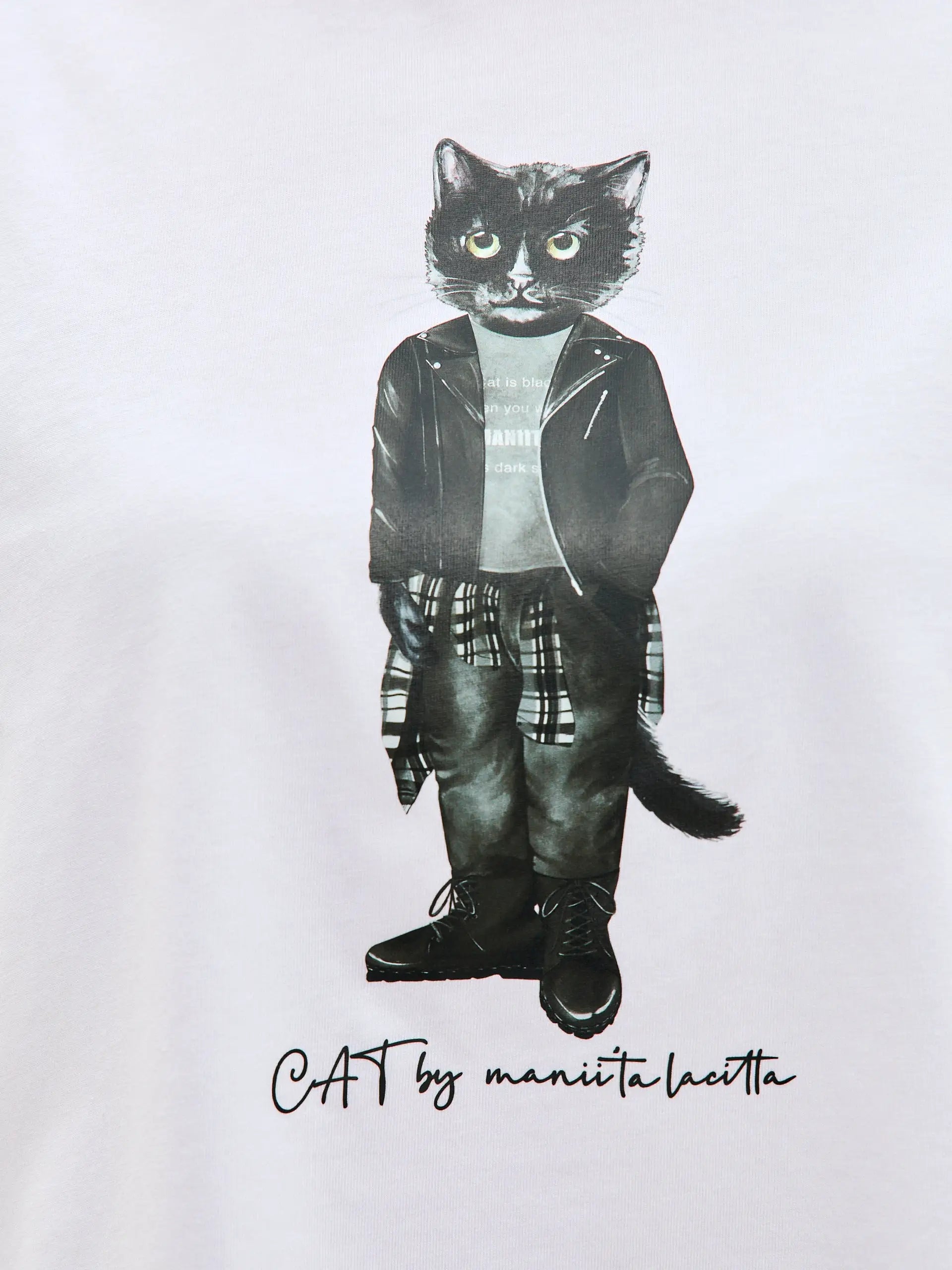 White t-shirt rocker cat - Funny Cat T-shirt | For Cat Lovers | CAT by maniita lacitta