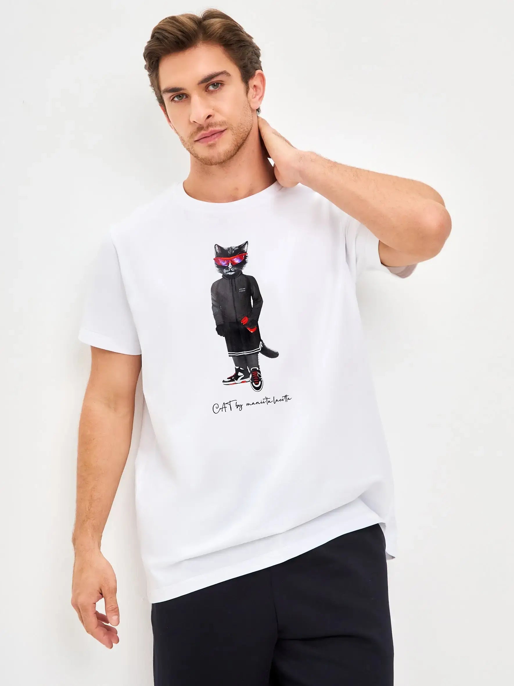 White t-shirt sport cat - Funny Cat T-shirt | For Cat Lovers | CAT by maniita lacitta