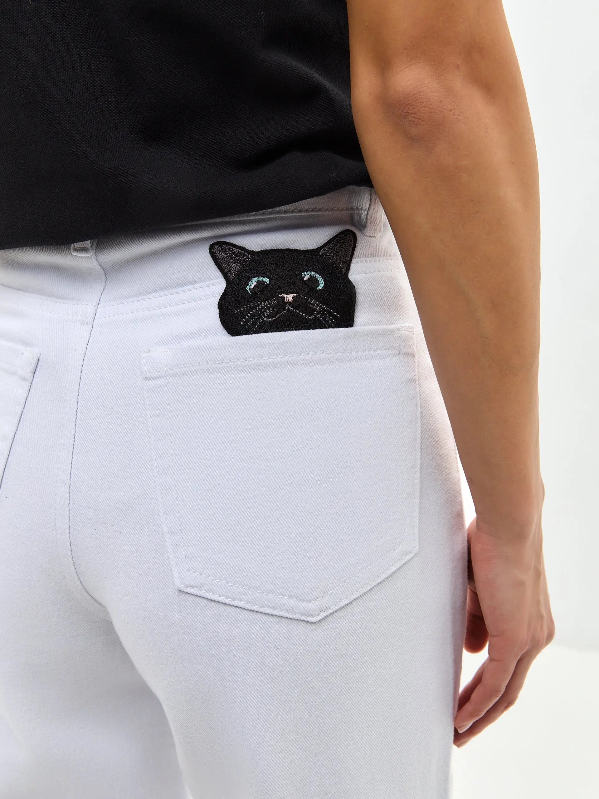 White women’s jeans - Funny Cat Bottom | For Cat Lovers | CAT by maniita lacitta