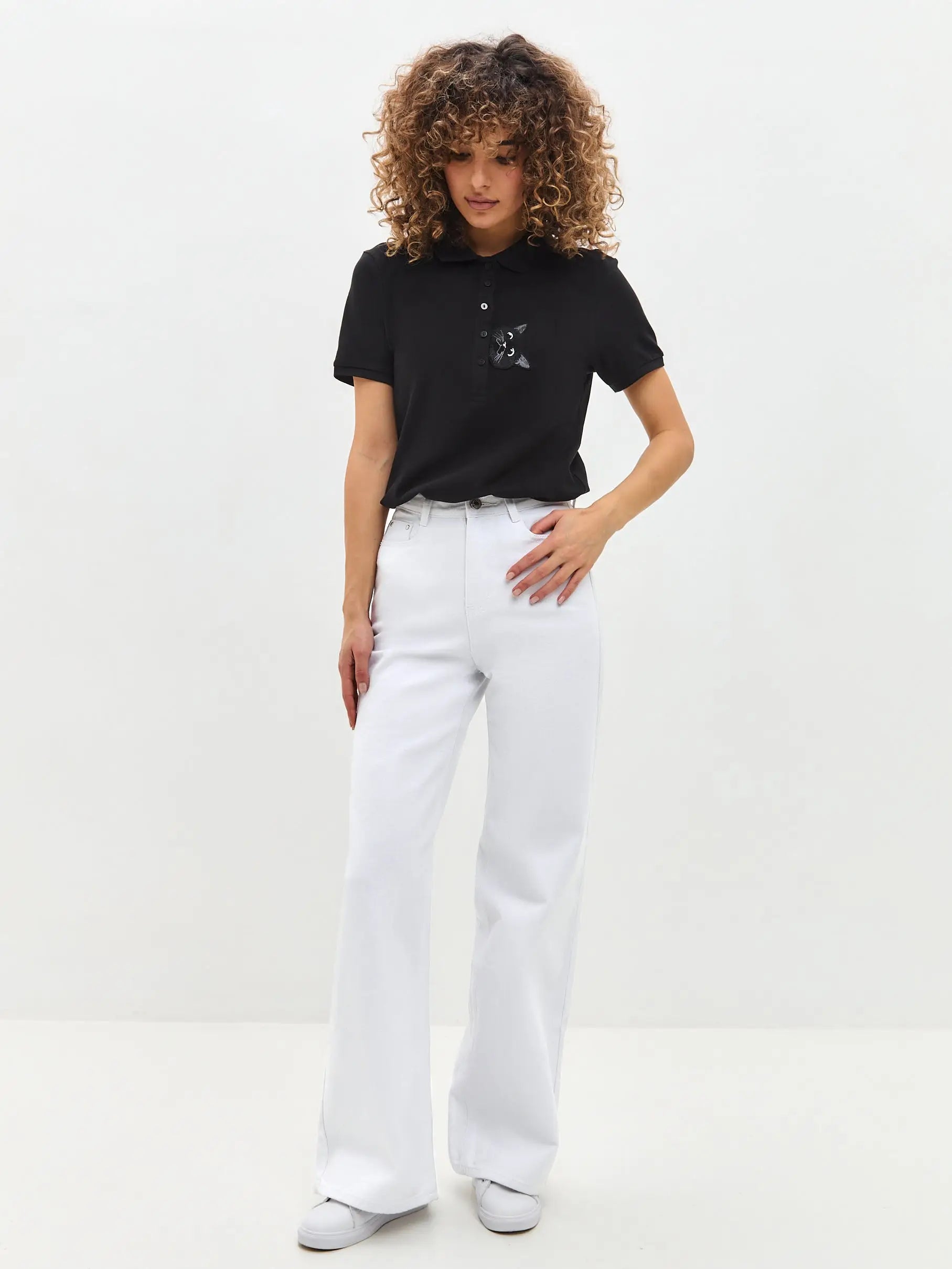 White women’s jeans - Funny Cat Bottom | For Cat Lovers | CAT by maniita lacitta