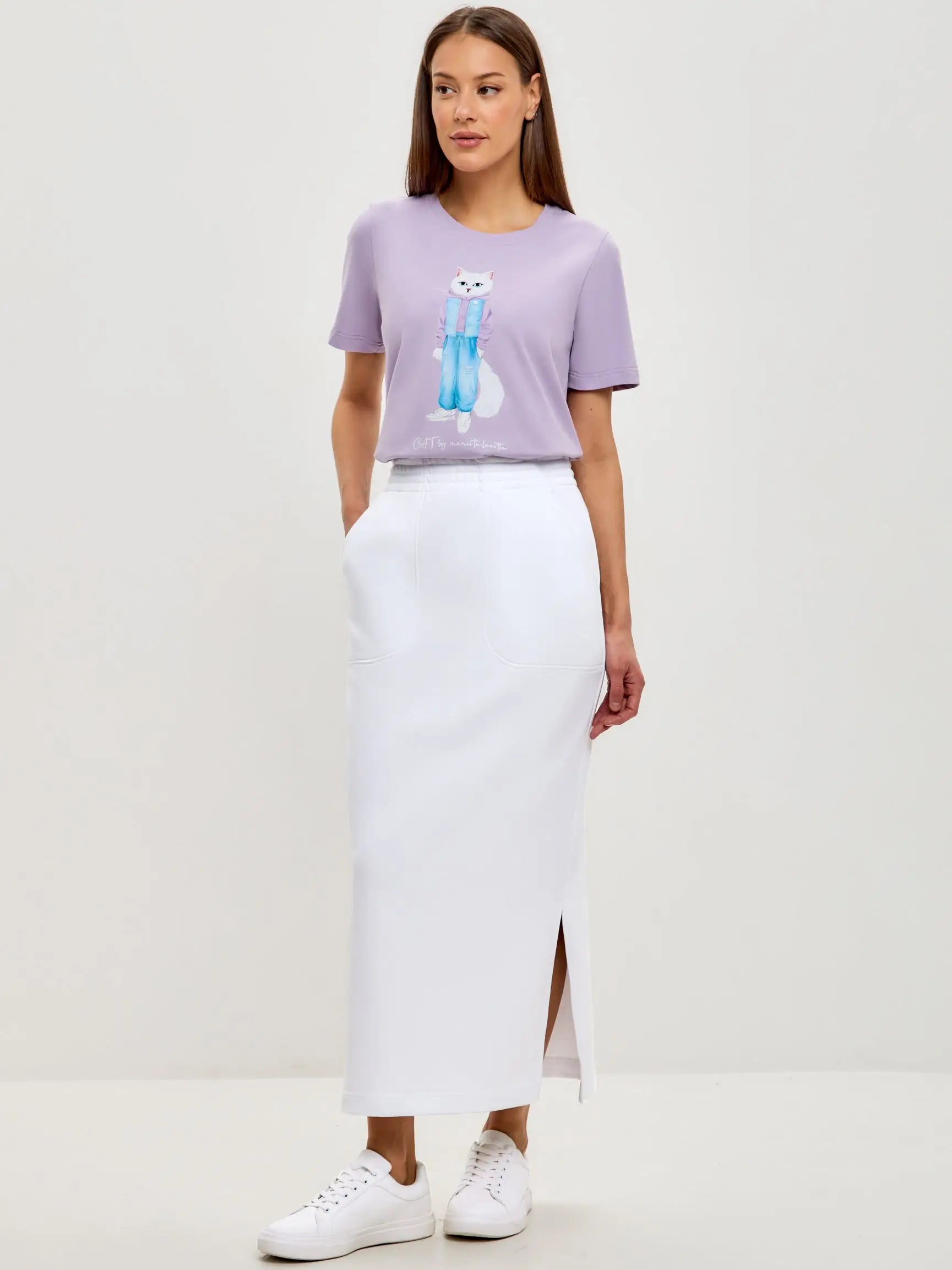White women’s skirt - Funny Cat Bottom | For Cat Lovers | CAT by maniita lacitta