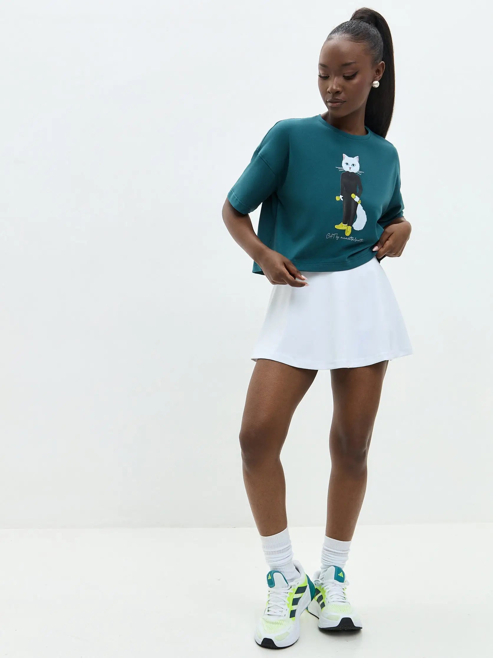 White women’s sport skorts - Funny Cat Bottom | For Cat Lovers | CAT by maniita lacitta
