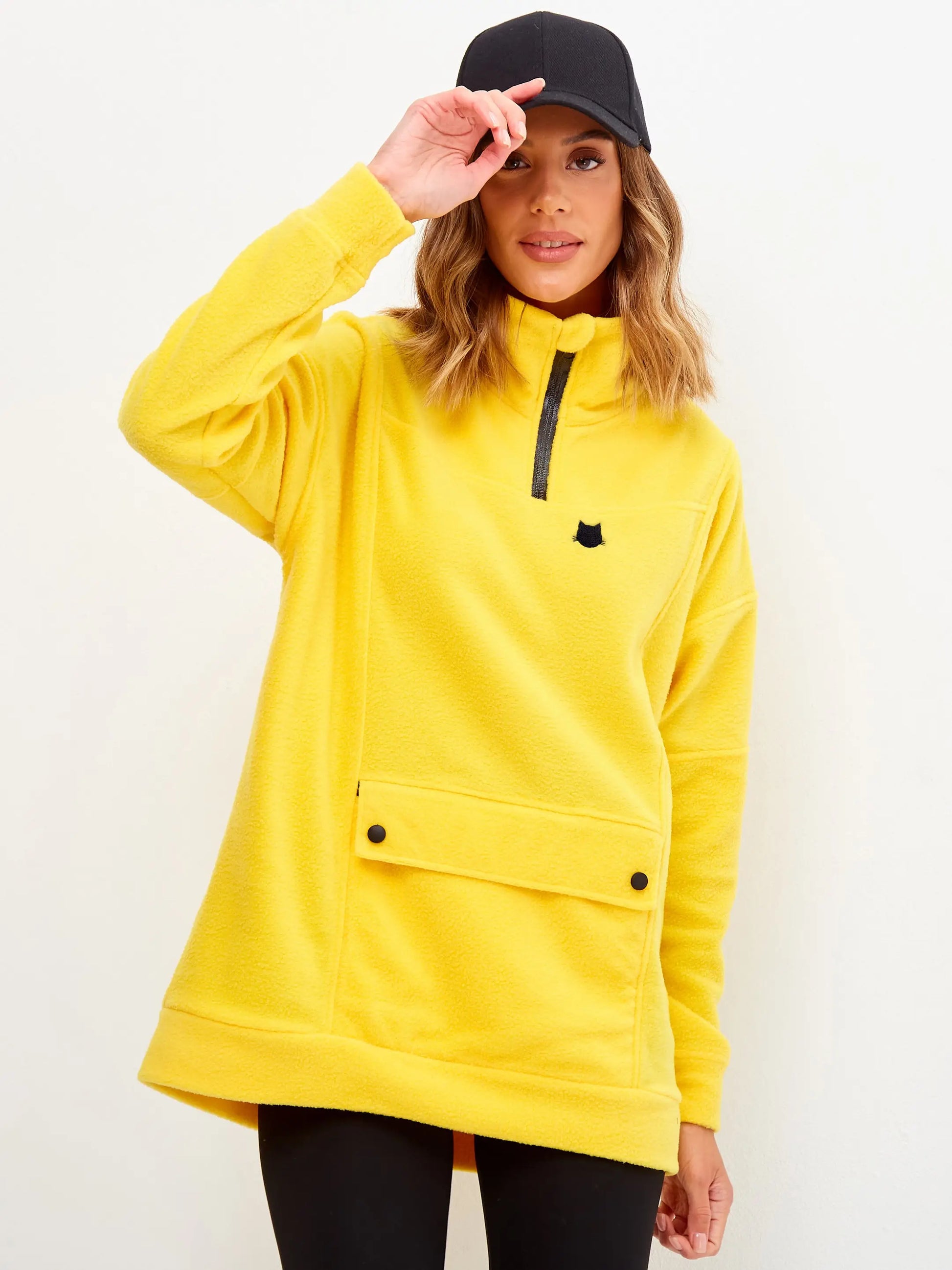 Yellow fleece sweatshirt catflees - Funny Cat Fleece (recycled) | For Cat Lovers | CAT by maniita lacitta