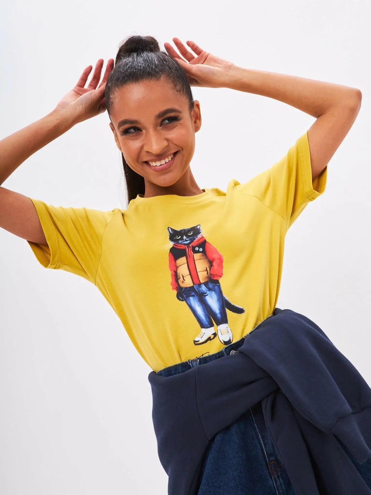 Yellow printed t-shirt sport casual cat - Funny Cat T-shirt | For Cat Lovers | CAT by maniita lacitta