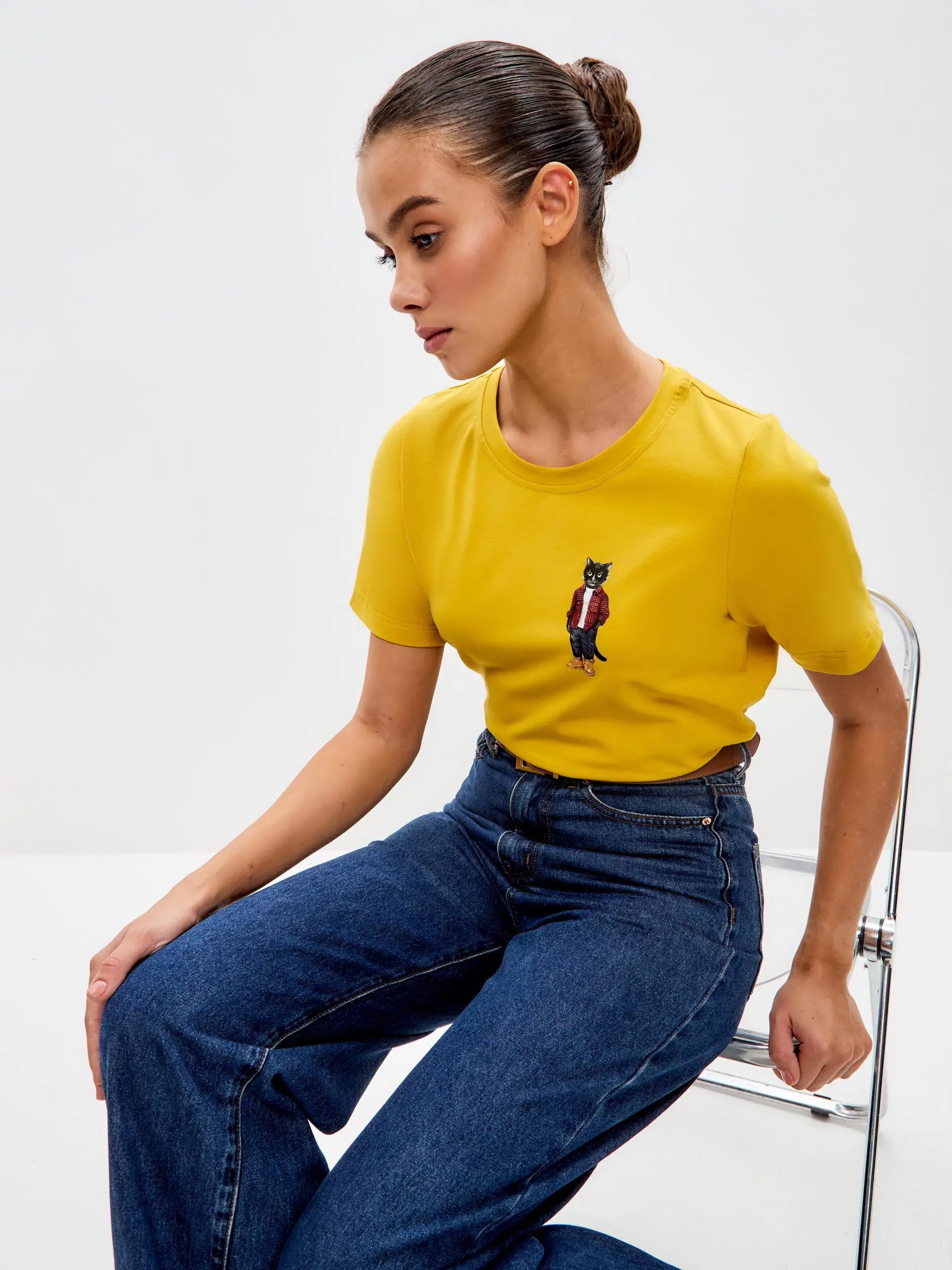 Yellow t-shirt country cat - Funny Cat T-shirt | For Cat Lovers | CAT by maniita lacitta