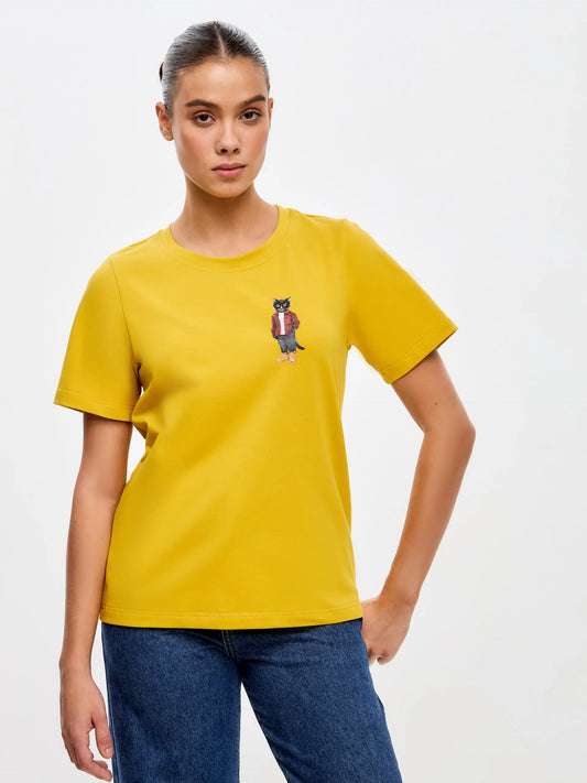 Yellow t-shirt country cat - Funny Cat T-shirt | For Cat Lovers | CAT by maniita lacitta