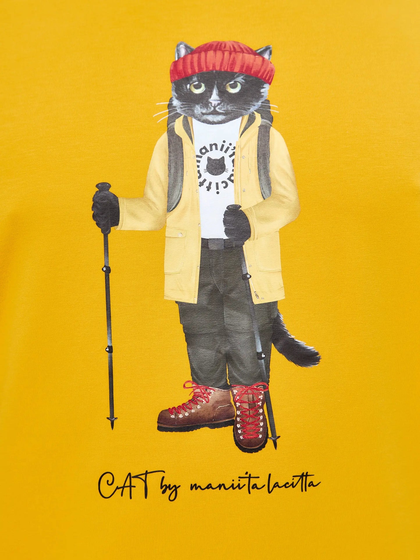 Yellow t-shirt travel cat - Funny Cat T-shirt | For Cat Lovers | CAT by maniita lacitta